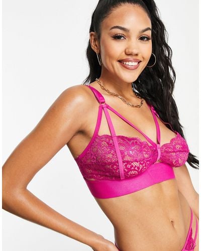 Tutti Rouge Fuller Bust Kennedy Strappy Semi Open Cup Lace Bralet - Pink