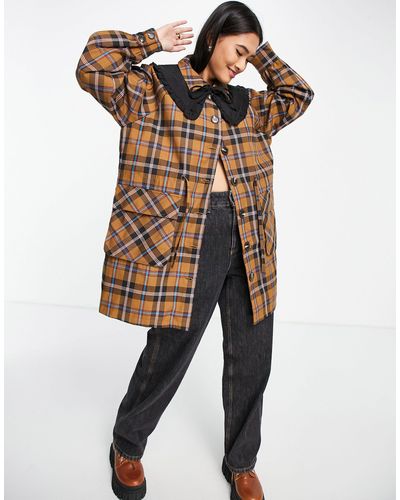 Y.A.S Coat With Detachable Collar - Brown