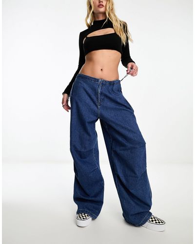 ONLY Clara Denim Parachute Pants - Blue