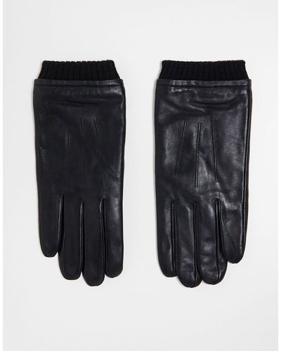Barneys Originals Real Leather Gloves - Black