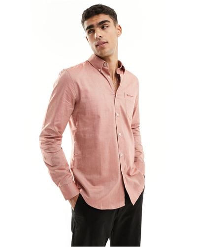 Ben Sherman Long Sleeve Oxford Shirt - Pink