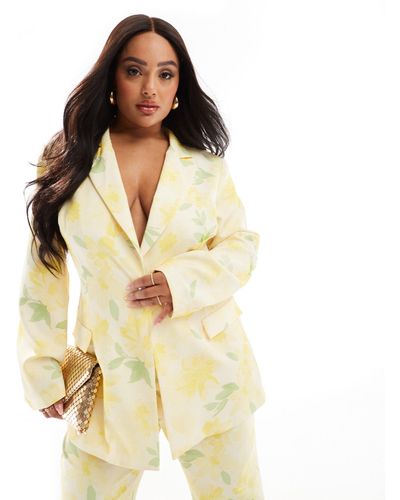 ASOS Curve Single Breasted Tailored Suit Blazer - Yellow