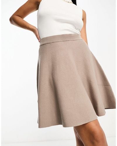 Y.A.S Godet Knitted Mini Skirt - Natural