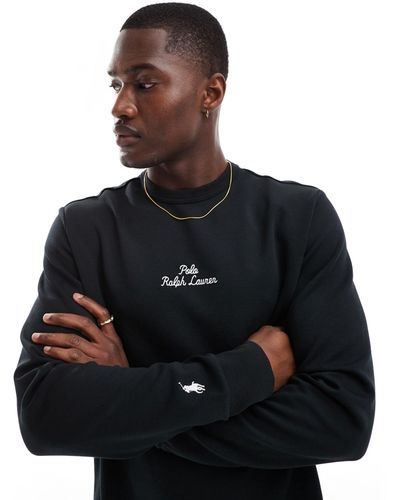 Polo Ralph Lauren Central Logo Double Knit Sweatshirt - Black