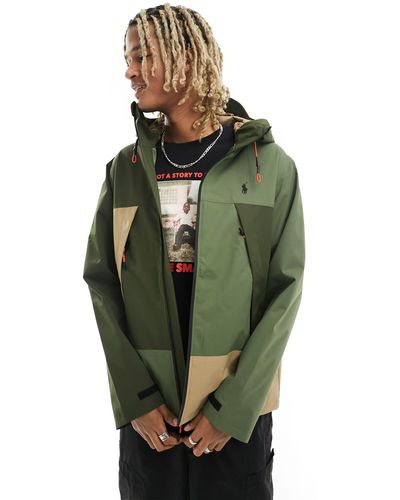 Polo Ralph Lauren Eastland - giacca a vento color block oliva e multicolore con logo a icona - Verde