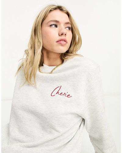 French Connection Sweatshirt Met 'cherie'-print - Wit