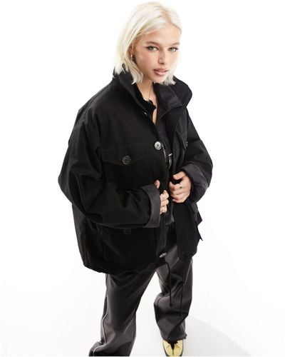 Collusion Surchemise fonctionnelle style veste cargo oversize - Noir