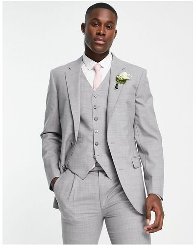 Noak Premium Wool-rich Skinny Suit Jacket - White