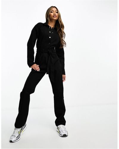 In The Style Exclusive Denim Boilersuit - Black