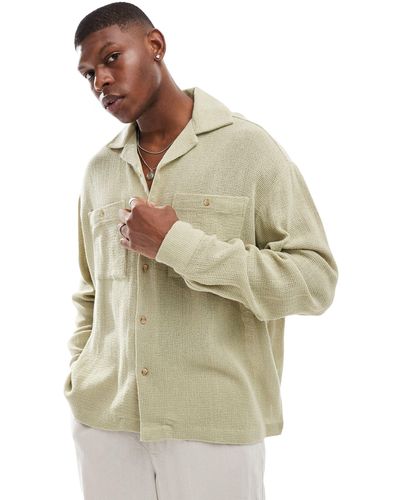 ASOS Oversized Raglan Sleeve Mesh Shirt With Cargo Pockets - Green