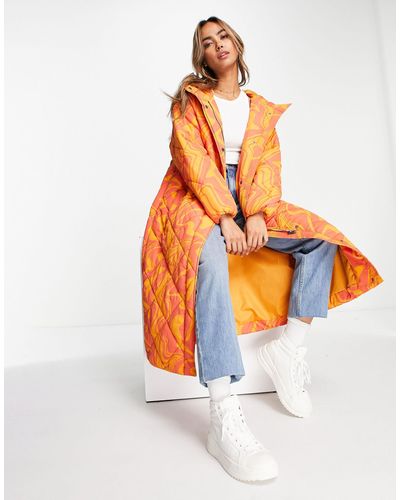 Glamorous Caterpillar - cappotto trapuntato arancione effetto marmo - Bianco