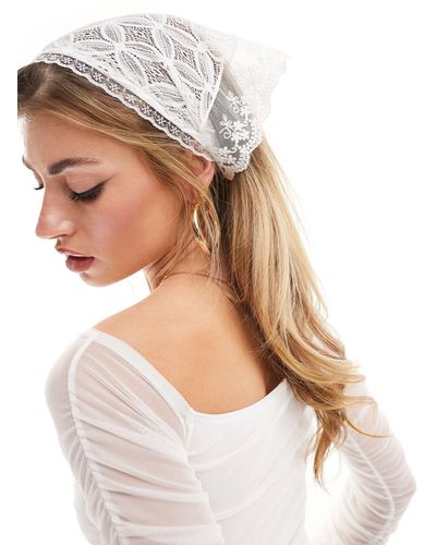 Glamorous Lace Head Scarf - White