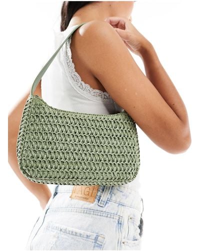 Glamorous Crochet Shoulder Bag - Green