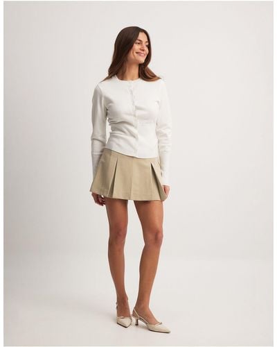 NA-KD Pleated Mini Skirt - Natural