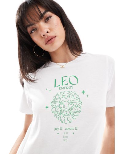 Pieces Zodiac T-shirt With ""leo"" Print - White