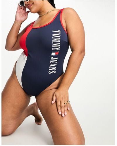 Tommy Hilfiger Tommy Jeans Plus Archive Runway Swimsuit - Blue