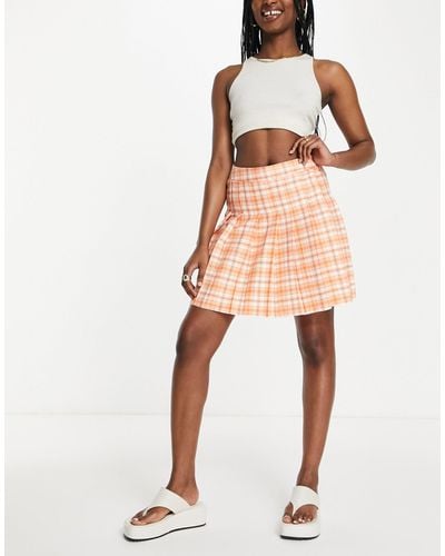 New Look Check Tennis Skirt - Orange