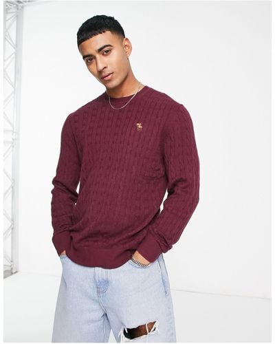 Abercrombie & Fitch Icon Logo Cable Knit Jumper - Red