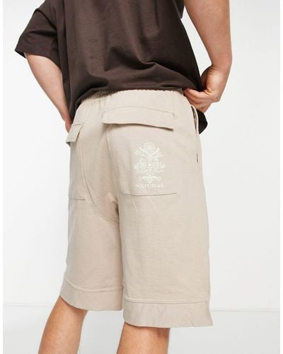 Bershka Oversized Jersey Shorts Co-ord - Natural