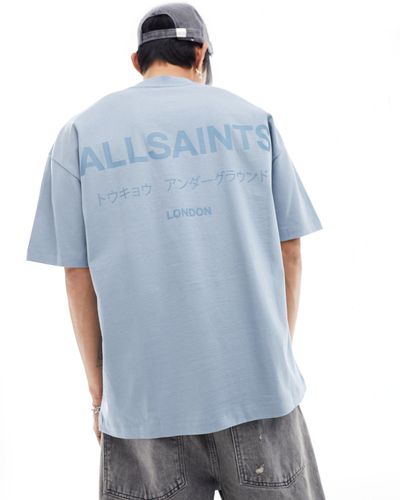 AllSaints Underground - t-shirt oversize - Blu