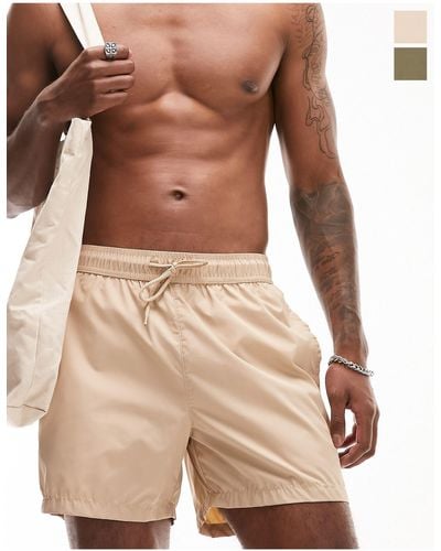 TOPMAN 2 Pack Swim Shorts - Brown