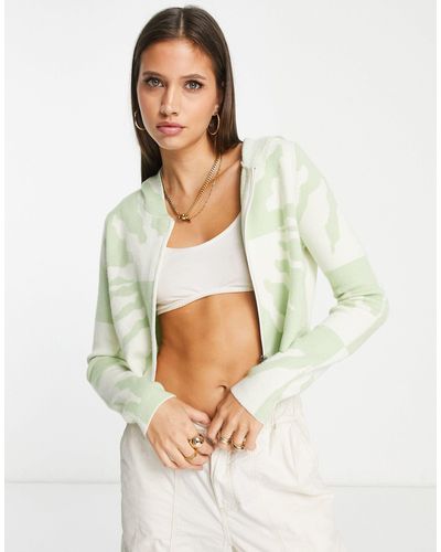 PacSun Cropped Knitted Hoodie - White