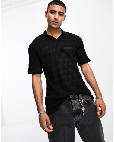 Jack & Jones Originals - Gebreide Polo Met Reverskraag - Zwart