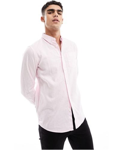 French Connection Linen Long Sleeve Smart Shirt - White