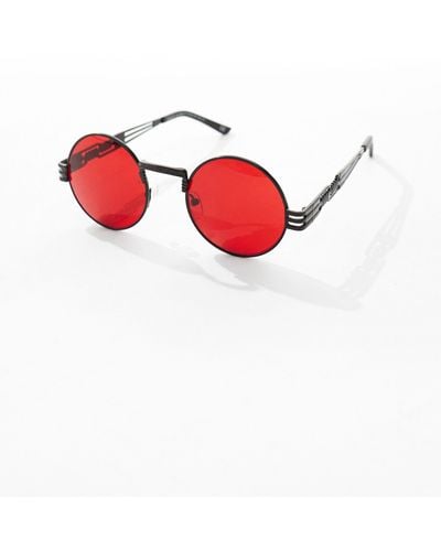 ASOS Oval Sunglasses With Lens - Red