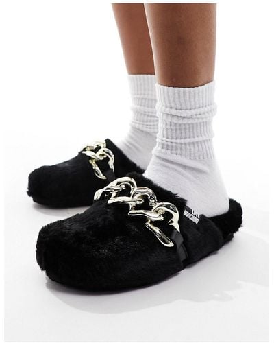 Love Moschino Fluffy Slippers - Black