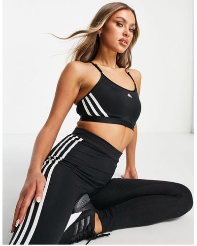 adidas Originals Adidas - Training - Licht Ondersteunende Sport Bh Met 3-stripes - Zwart
