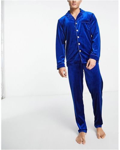 NIGHT Pyjamaset Van Fluweel - Blauw