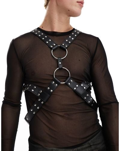 ASOS Faux Leather Harness With Studding - Black