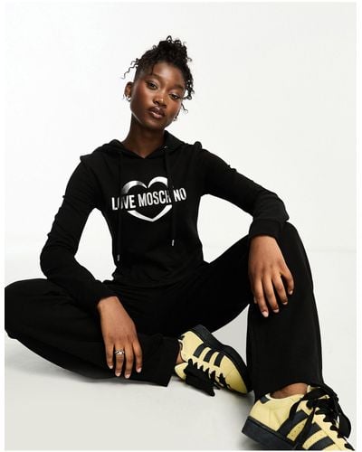Love Moschino Fitted Logo Hoodie Co-ord - Black