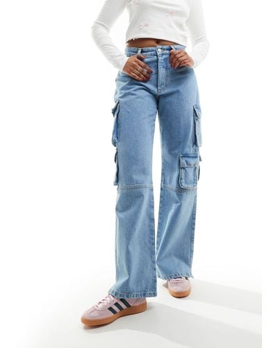 The Couture Club Relaxed Cargo Jeans - Blue