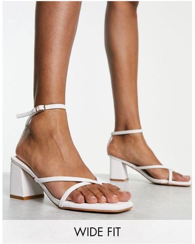 Yours Wide Fit Block Heel Strappy Heeled Sandal - White