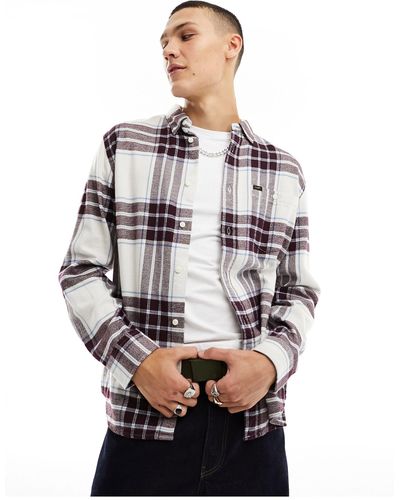 Lee Jeans Riveted - chemise à carreaux coupe ample en sergé - écru/bordeaux - Blanc