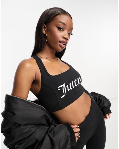 Juicy Couture co-ord triangle bra with logo trim in black