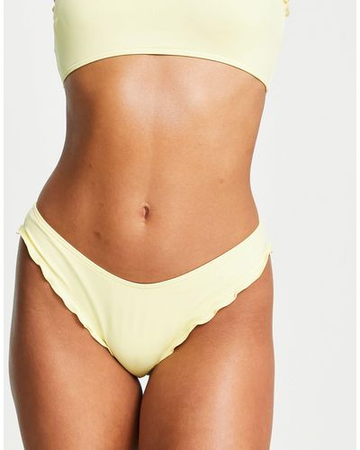 Vero Moda Slip bikini con volant color limone - Giallo