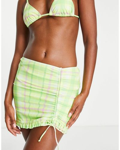 Reclaimed (vintage) Inspired Ruched Side Swim Skirt - Green