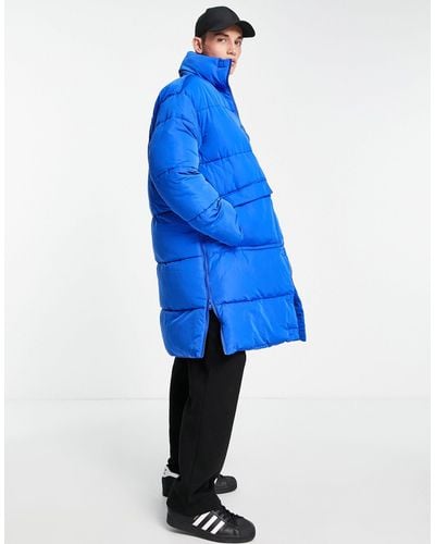 Sixth June Oversize Longline Puffer Jacket - Blue