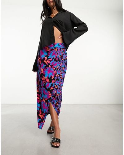 French Connection Wrap Midi Skirt - Purple