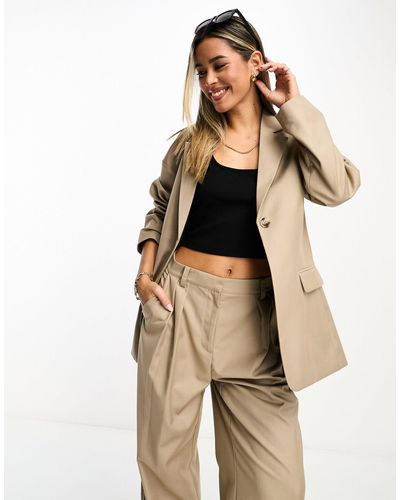 NA-KD Co-ord Relaxed Blazer - Natural