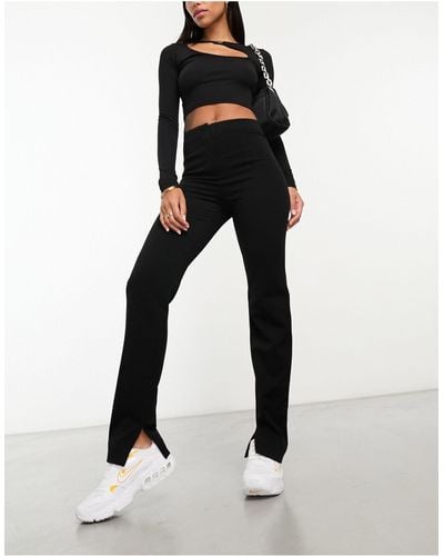 & Other Stories High Waist Tailored Flared Trousers With Clean Waistband - Black