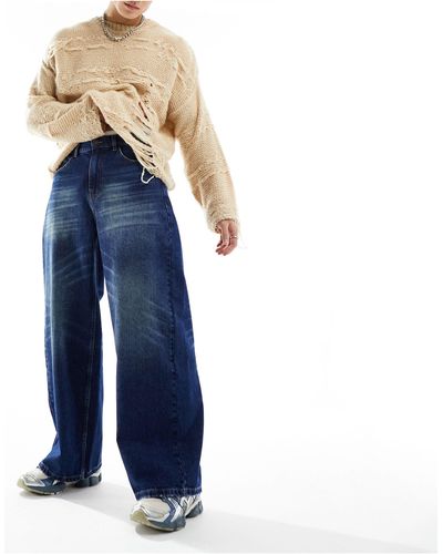 Collusion X013 - jeans a fondo ampio a vita medio alta lavaggio scuro - Blu