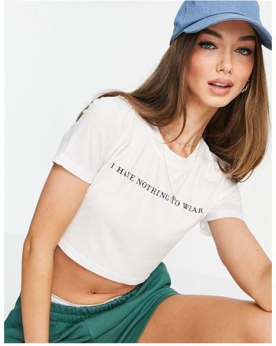 French Connection Cropped T-shirt Met Logo - Wit
