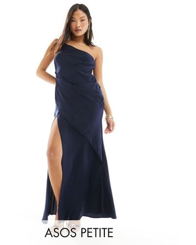 ASOS Asos Design Petite One Shoulder Maxi Dress - Blue