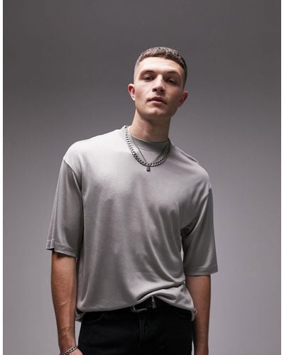 TOPMAN Relaxed Fit Viscose T-shirt - Gray