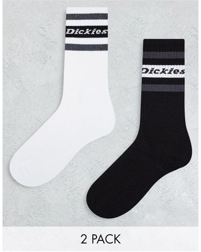 Dickies Genola - confezione da 2 paia di calzini neri e bianchi a righe - Bianco