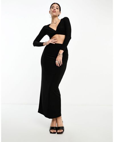 Fashionkilla Sculpted Column Maxi Skirt - Black
